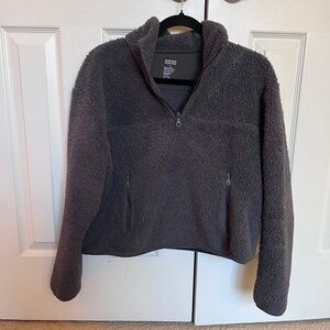 Girlfriend Collective Moon Dark Gray Recycled Half-Zip Fleece